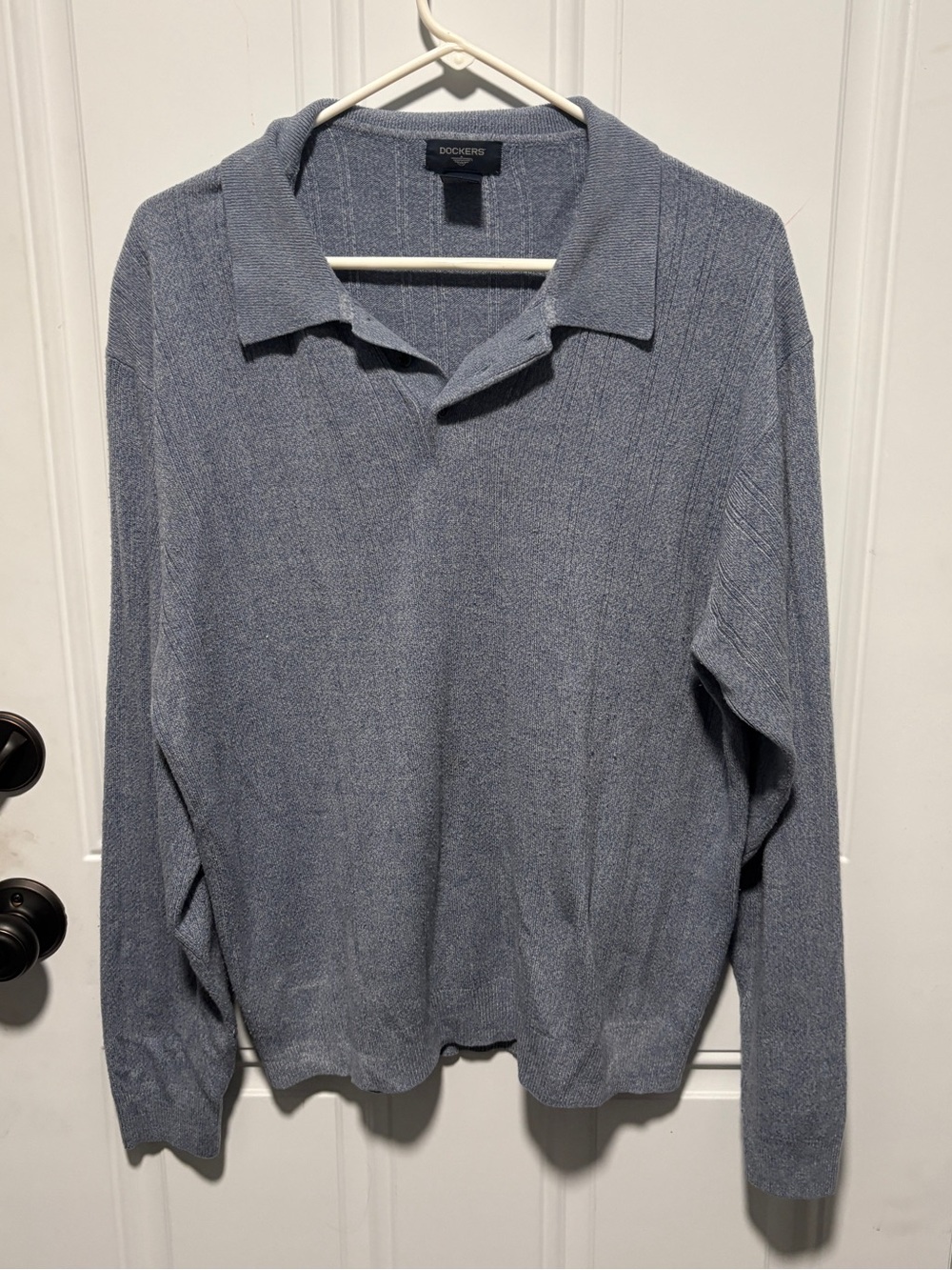Dockers Men's V-Neck Polo Sweater in Dusty Blue